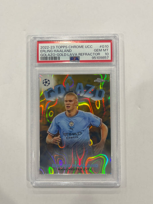 Erling Haaland PSA 10 Golazo Gold Lava Refractor