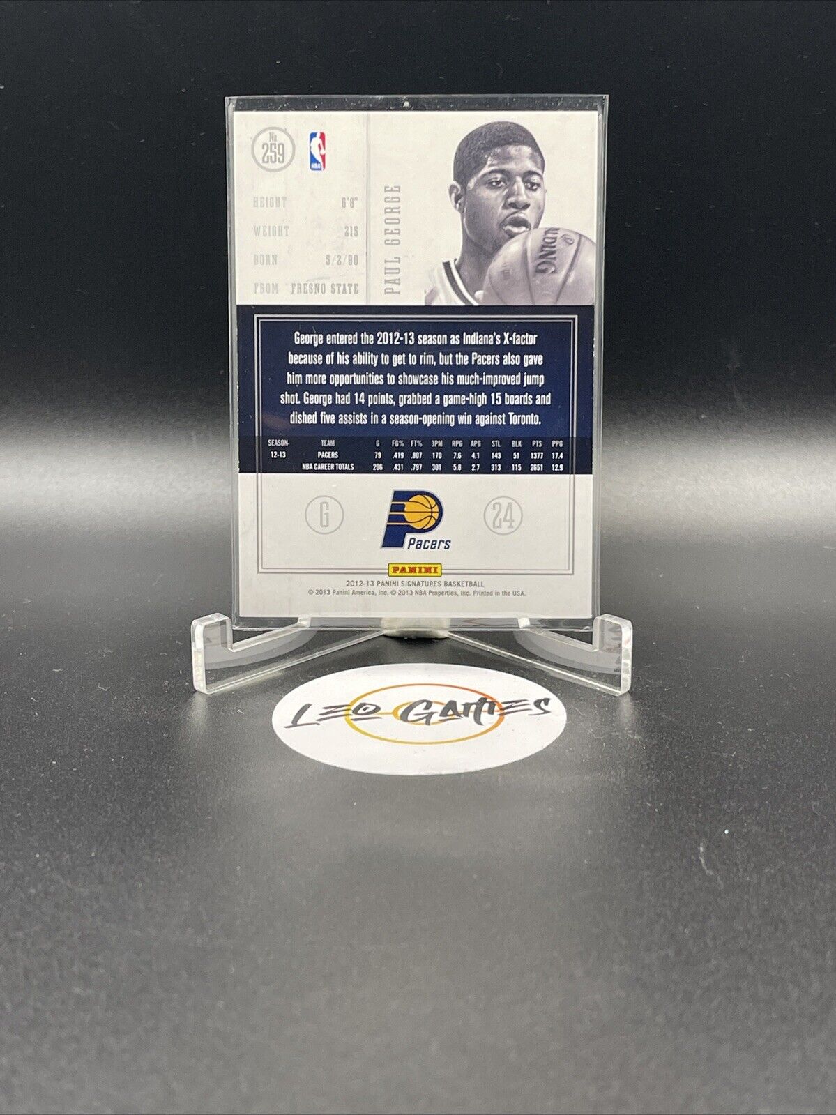 2012-13 PANINI SIGNATURES BASKETBALL Paul George 4/5 Numbered