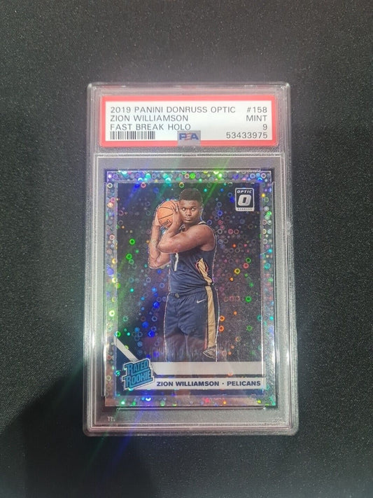 Zion Williamson Rated Rookie Donruss Optic Fast Break Prizm Graded PSA Mint 9