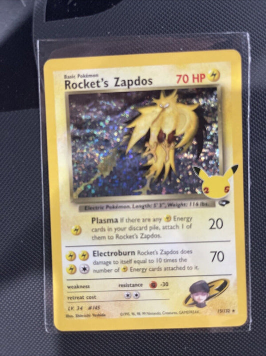 Rocket’s Zapdos Holo Celebrations 25th 15/132 Pokemon Card MINT