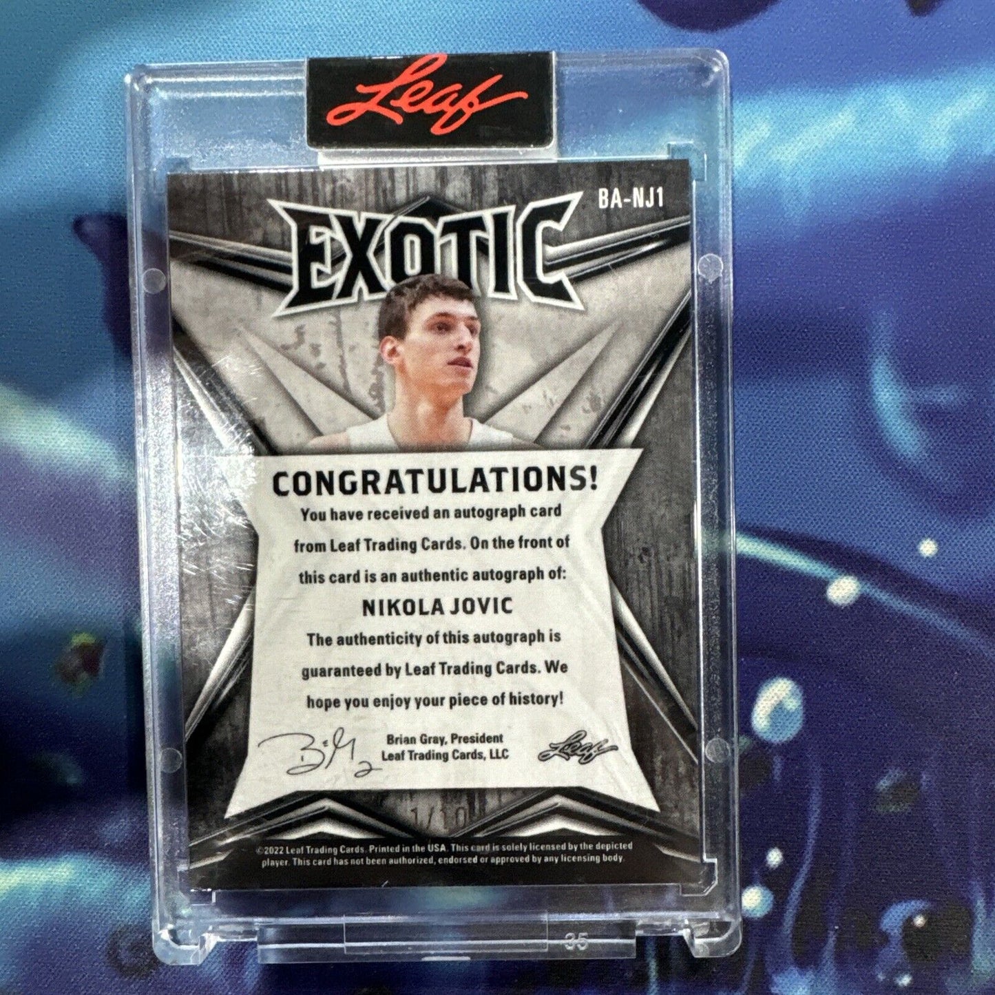 Nikola Jovic Autographed Leaf 2022 Rookie 1/10