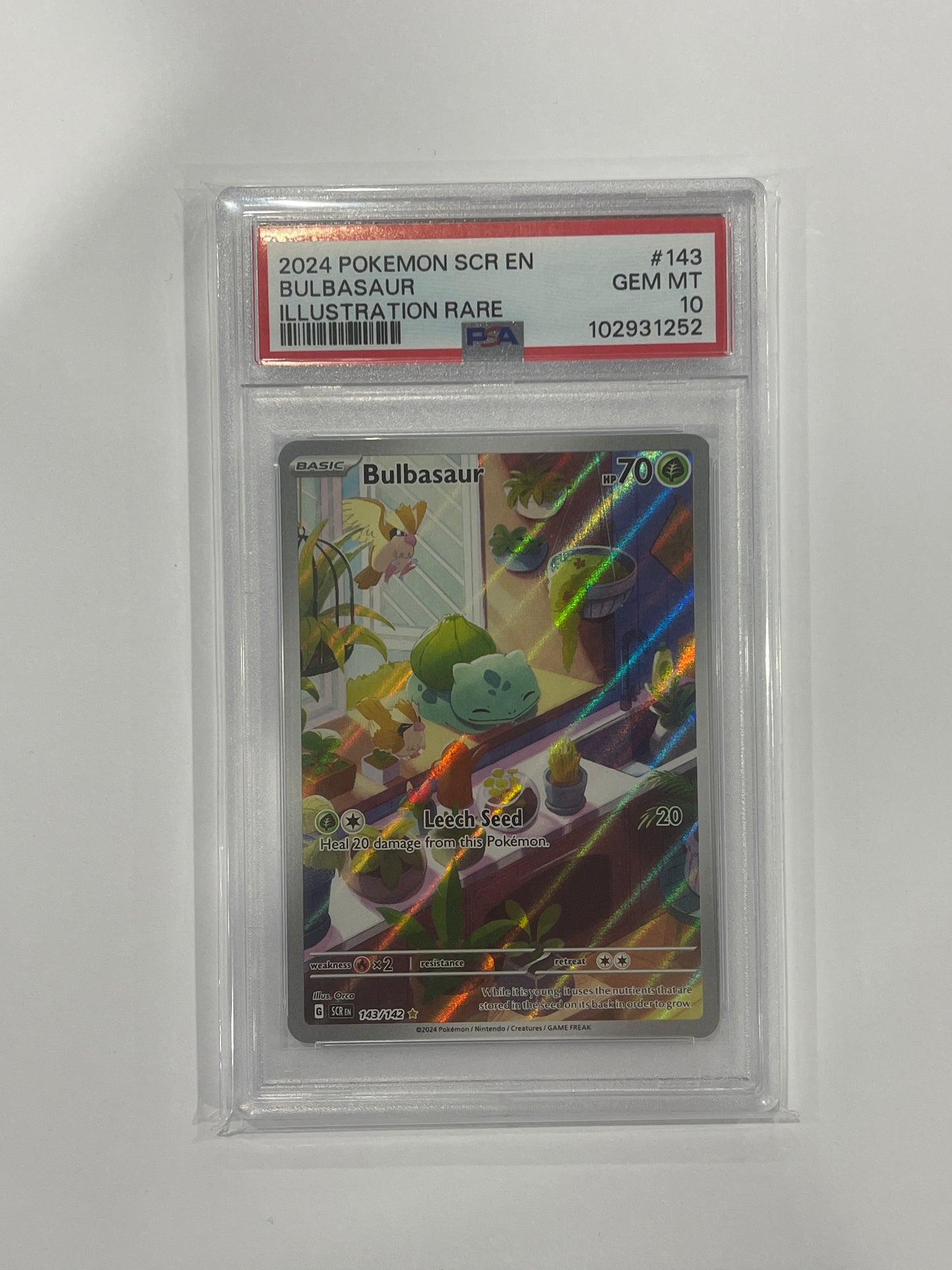 2024 Pokemon Bulbasaur Illustration Rare Stellar Crown 143/142 PSA 10 GEM MT