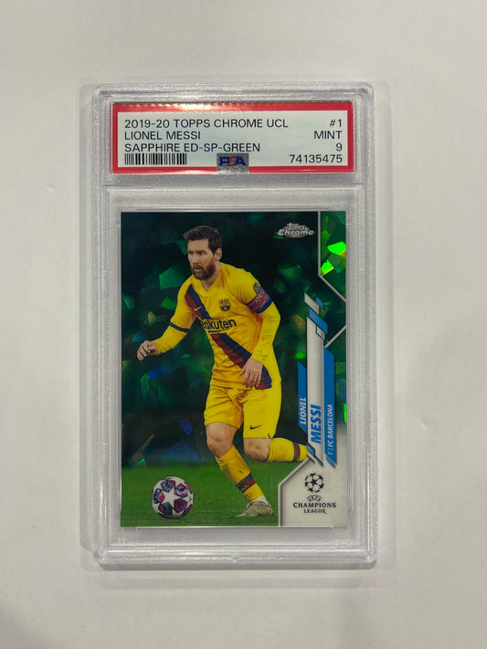 Lionel Messi 2019/20 Topps Chrome UCL Sapphire Edition SP Green Numbered 58/75