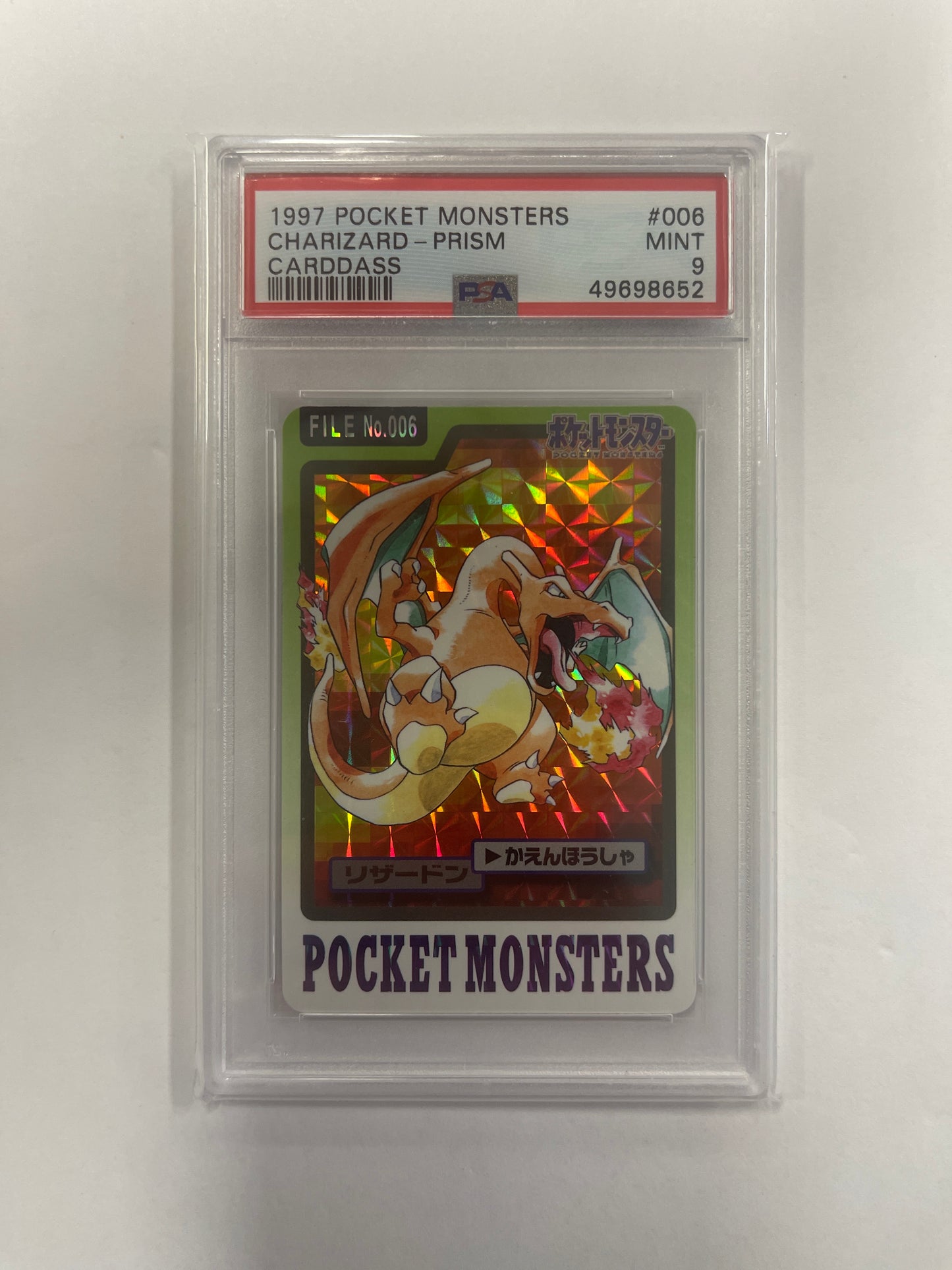 1997 Pokemon Japanese Pocket Monsters Carddass Prism CHARIZARD #006 PSA 9