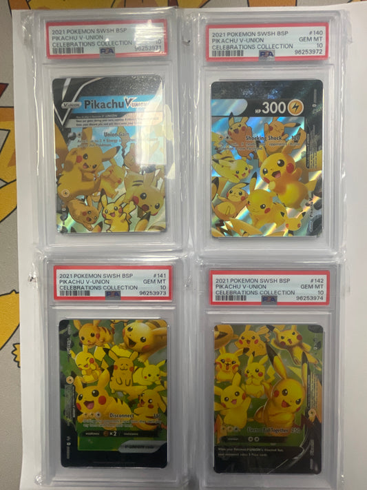 Pikachu V-Union PSA 10 Sequential Set