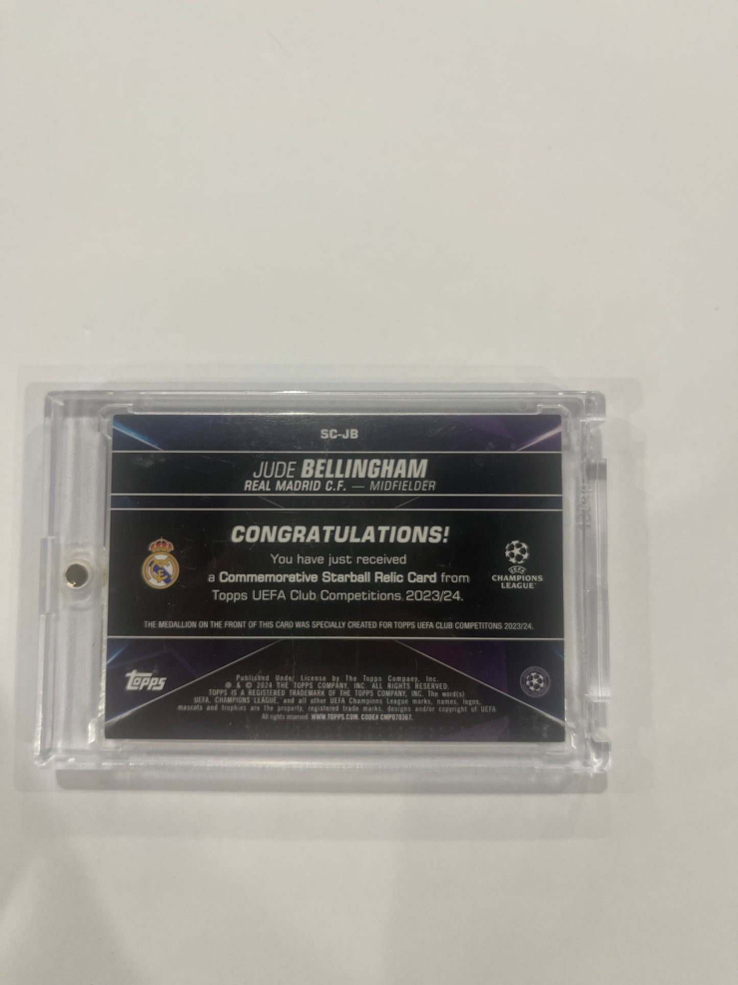 2023-24 TOPPS UEFA COMPETITIONS JUDE BELLINGHAM STARBALL RELIC CARD