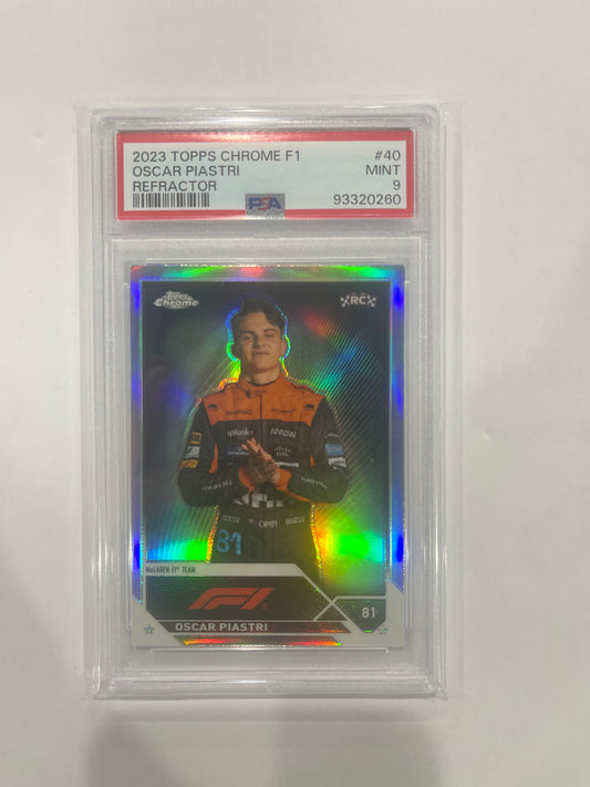 Oscar Piastri PSA 9 2023 Topps Chrome F1 Refractor