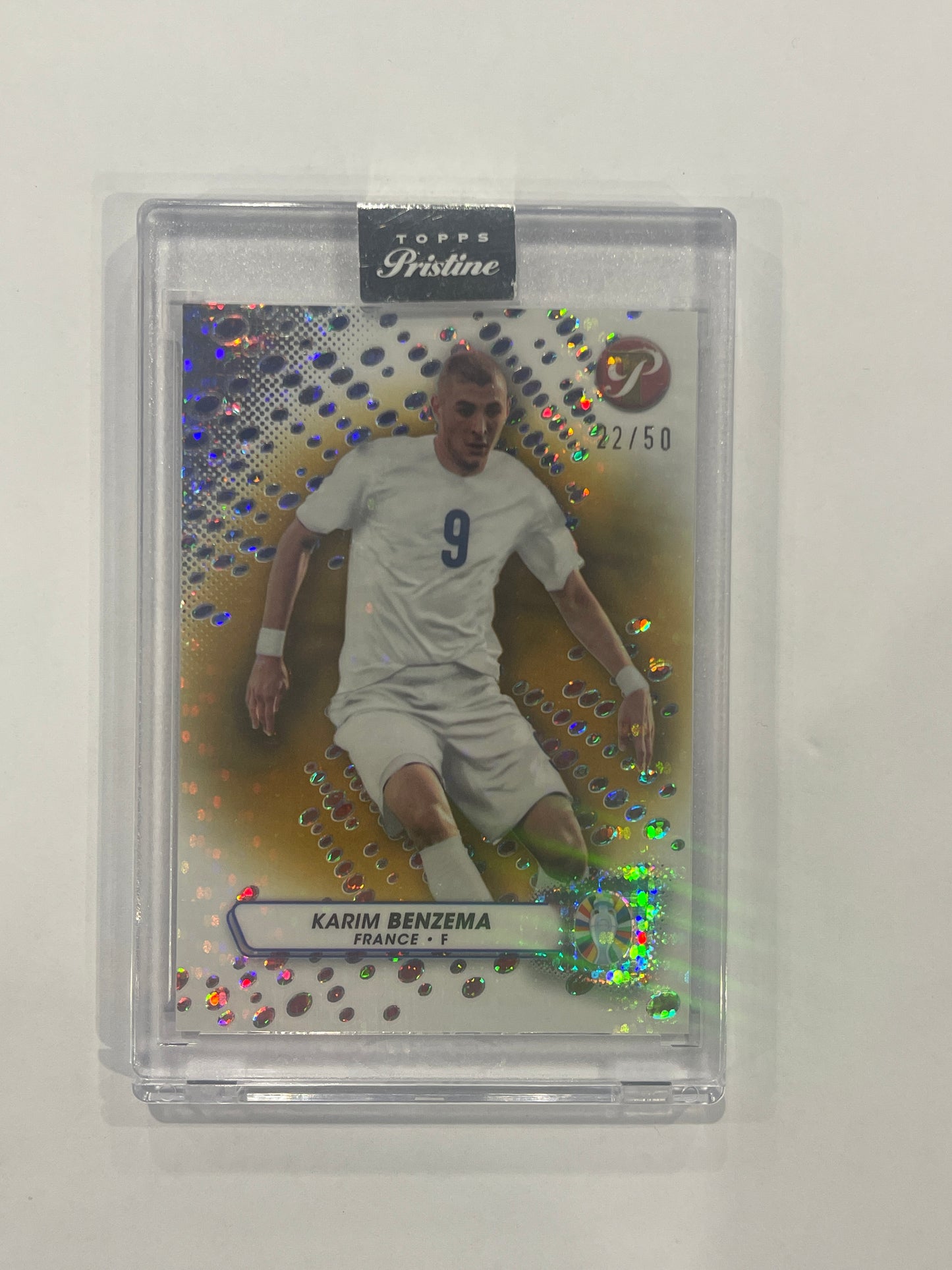 Karim Benzema 2023 Topps Pristine EURO 2024 Gold Pulsar Refractor 22/50