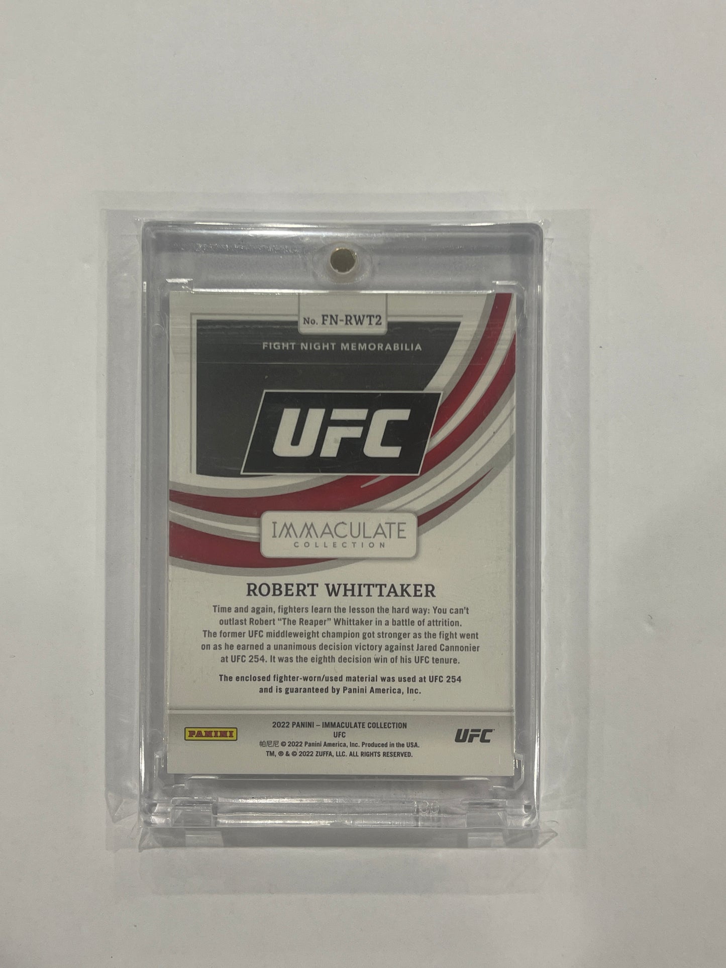 2022 Immaculate UFC Robert Whittaker Memorabilia Patch 18/25