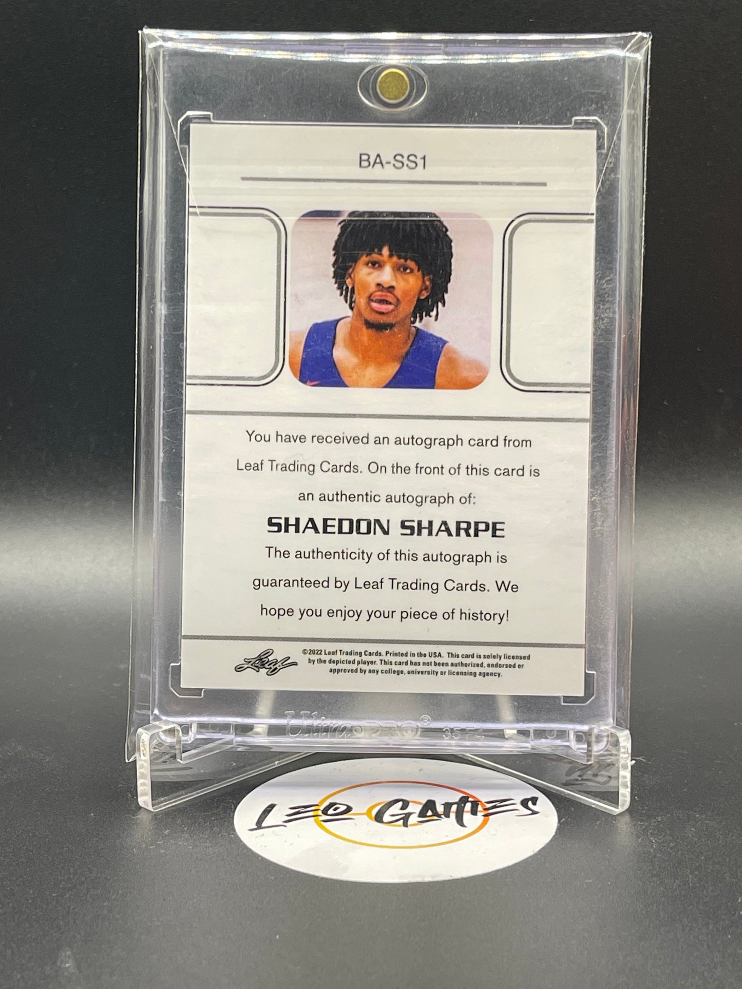 Shaedon Sharpe Autograph No. BA-SS1