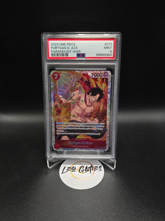 One Piece TCG Portgas. D. Ace Super Rare OP02-013 Paramount War English - PSA 9