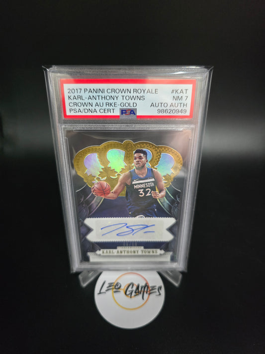 2017 Panini Crown Royal Karl-Anthony Towns crown AUTO gold /10 PSA 7