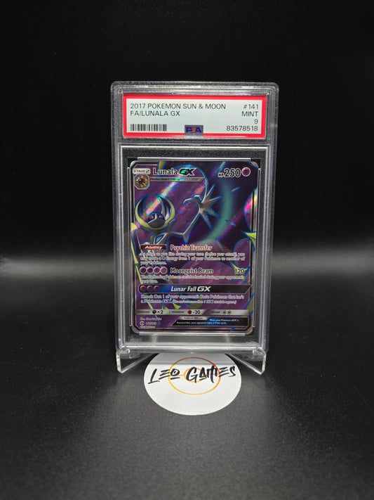 Pokemon Lunala GX Full Art Ultra Rare Sun & Moon 141/149 Holo PSA 9